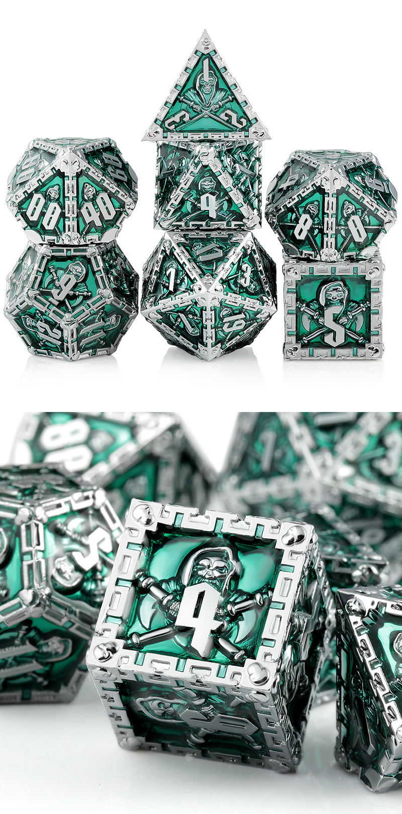 Metal & Enamel Dice Set (7pcs) (Reaper) [Green]