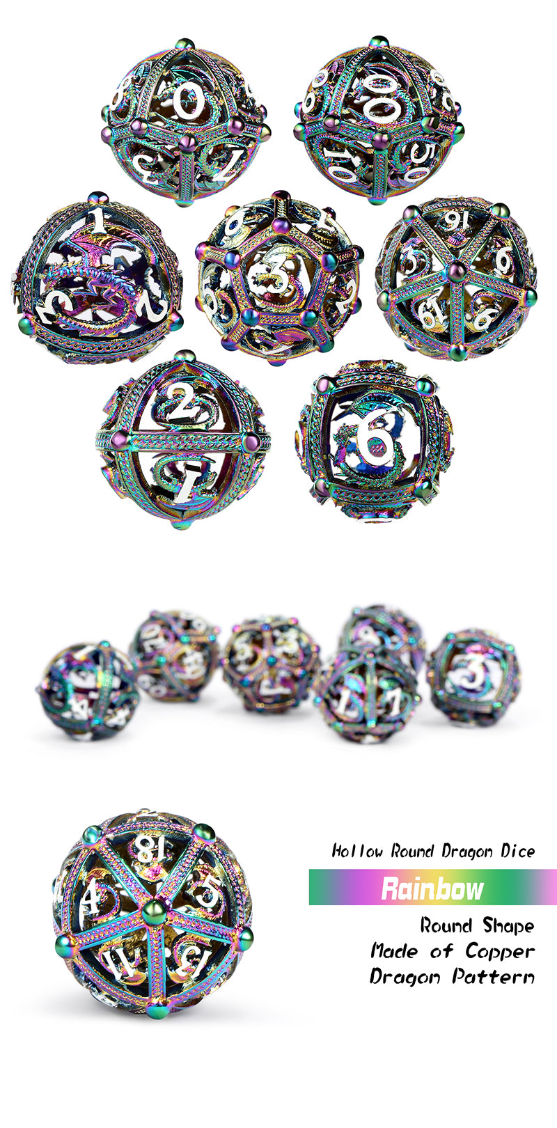 Hollow Orb Dice Set (7pcs) (Dragon) [Iridescence]