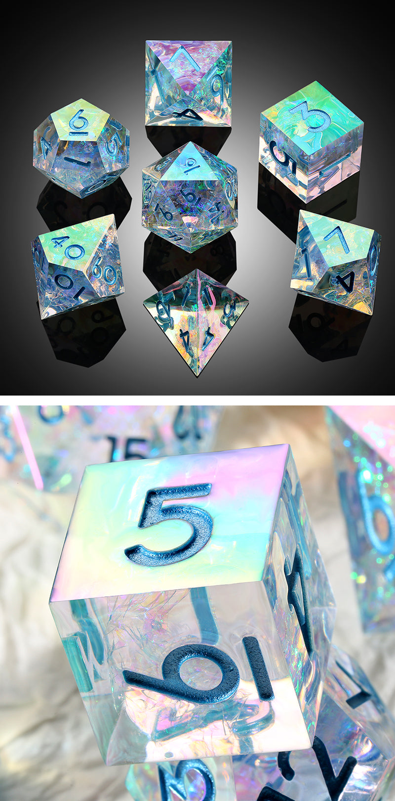 Sharp Edge Dice Set (7pcs) (Chromatic) [Quartz]