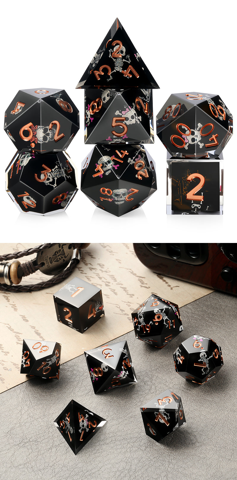 Sharp Edge Dice Set (7pcs) [Bones (Black)]