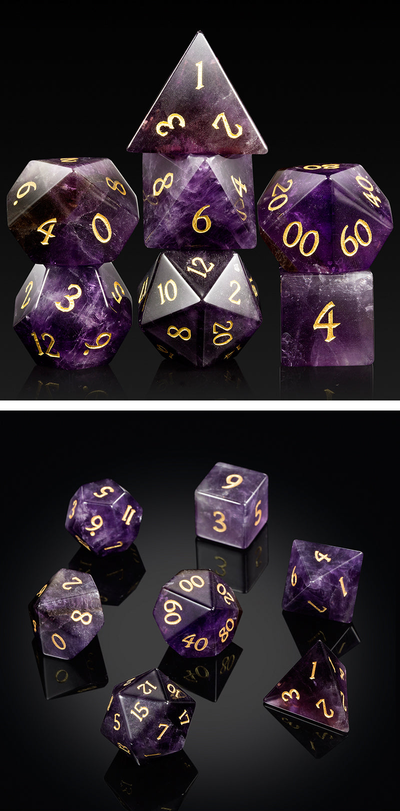 Gemstone Dice Set (7pcs) [Amethyst (Natural)]