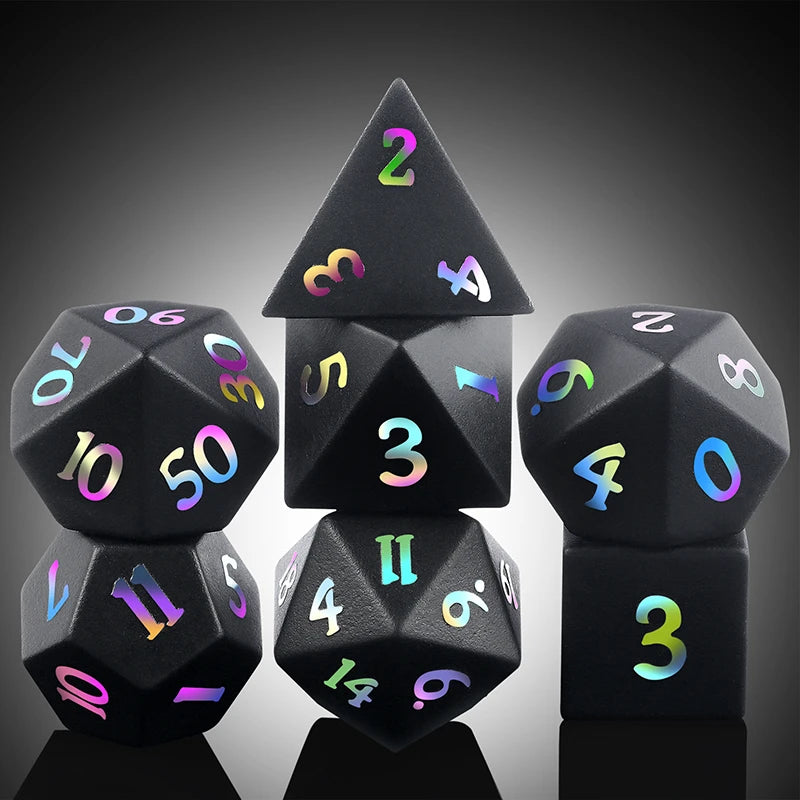Frosted Obsidian, Gemstone Dice Set (7pcs)
