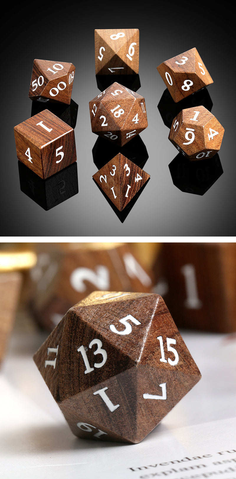 Wooden Dice Set (7pcs) [Yellow Balau Wood]