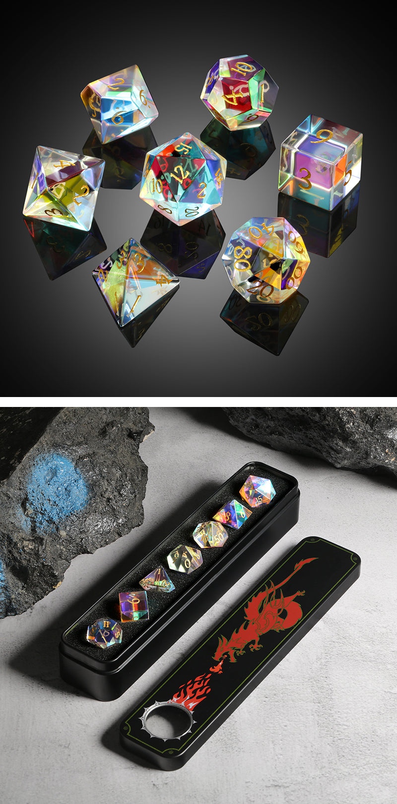 Glass Dice - Rainbow K9 Glass