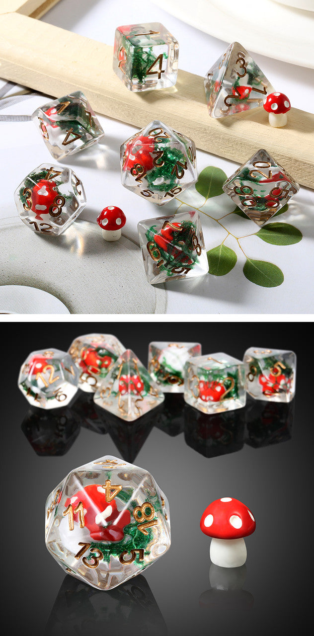 Resin Dice (7) - Red Mushroom
