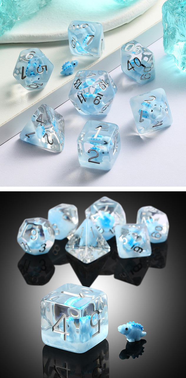 Resin Dice (7) - Blue Stegosaurus