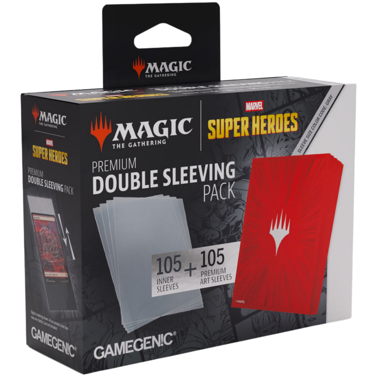 Gamegenic: Premium Double Sleeving Pack - MTG Marvel Super Heroes - Comic Burst Red
