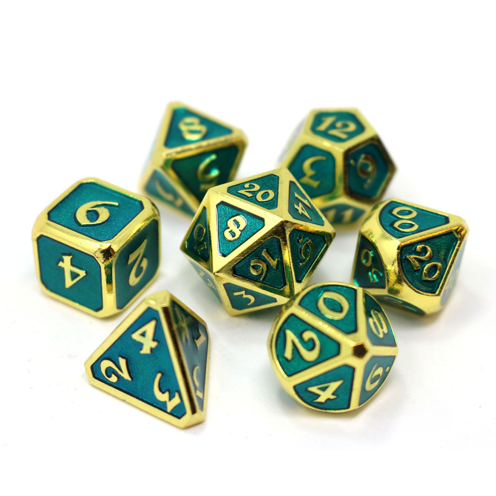 Sharp Edge Dice Set (7pcs) Mythica Gold Aquamarine