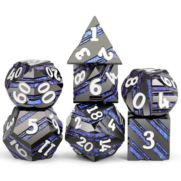 Stargate Stripe Metal & Enamel 7-Piece Dice Set