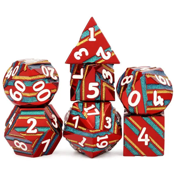 Stripe Festival Metal & Enamel 7-Piece Dice Set