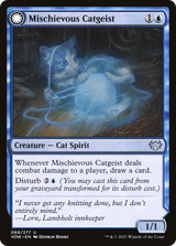 Mischievous Catgeist (VOW-069) - Innistrad: Crimson Vow: (Double Faced Transform) Foil