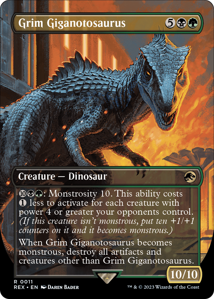 Grim Giganotosaurus (Borderless) (REX-011) - Jurassic World Collection Foil