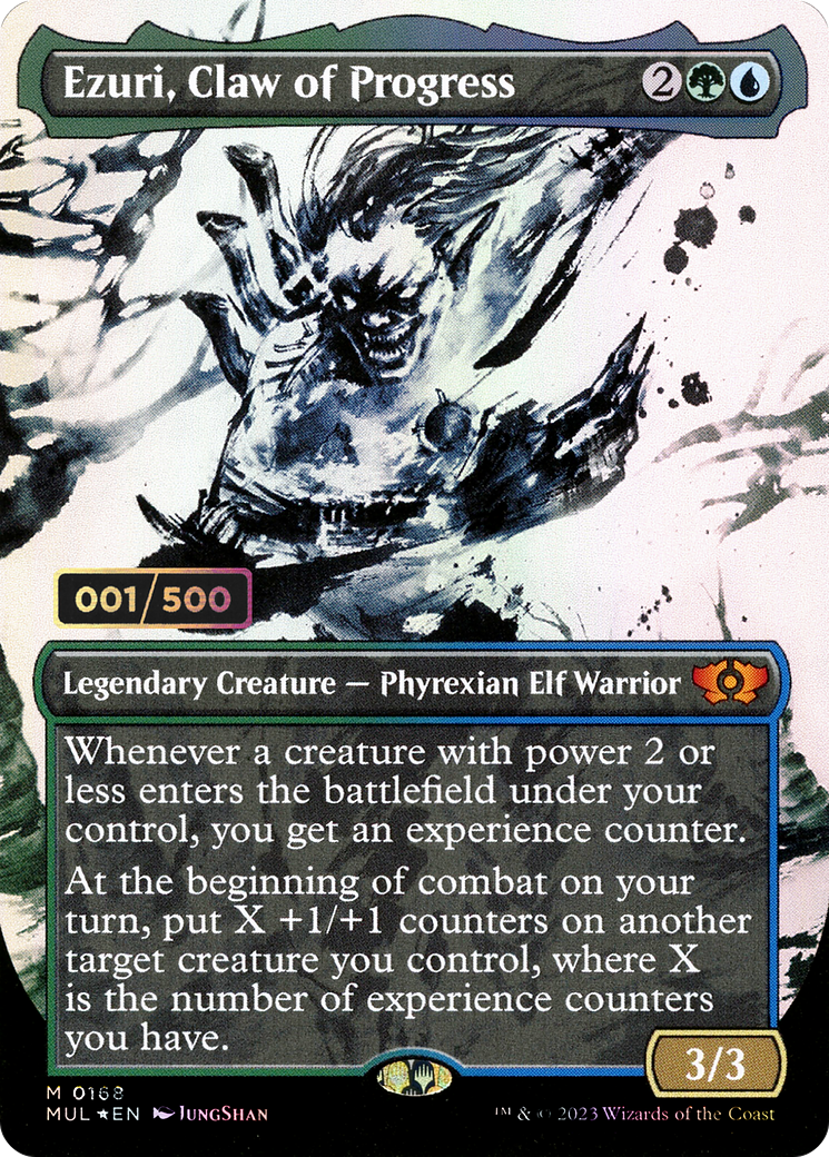 Ezuri, Claw of Progress (Serial Numbered) (MUL-168Z) - Multiverse Legends: (Showcase) (Borderless) Foil