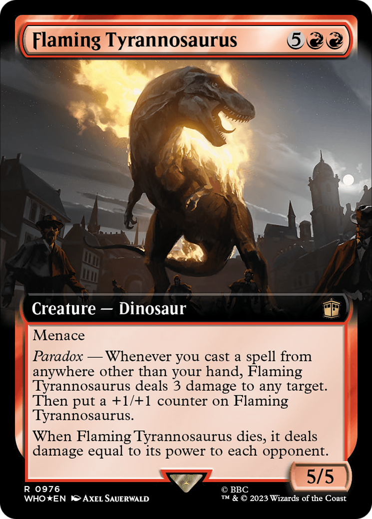 Flaming Tyrannosaurus (Extended Art) (Surge Foil) [WHO - 976]