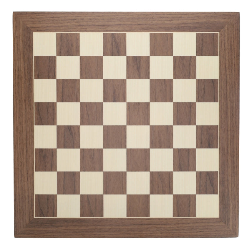 Deluxe Walnut and Sycamore Wooden Chess Board - 21.75 Inches