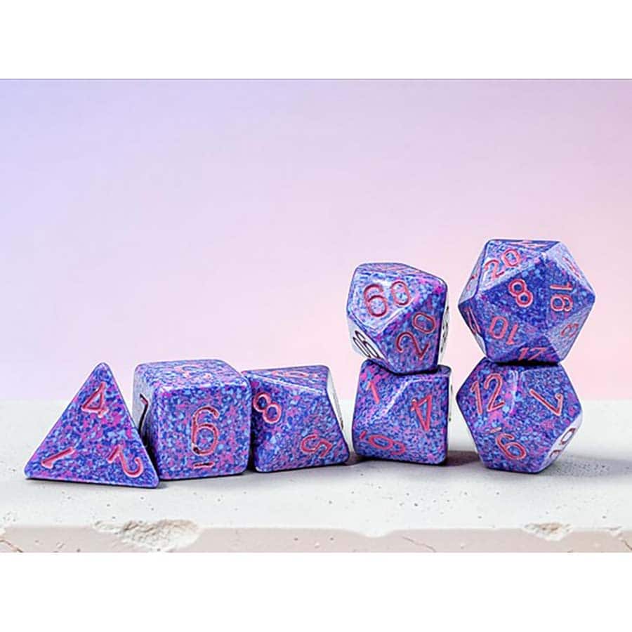 Chessex - Brush Dice 7 Die Set - Speckled Purple Passion