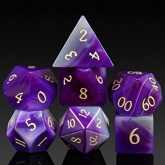 Gemstone Dice Set (7pcs) [Purple Agate (Natural)]