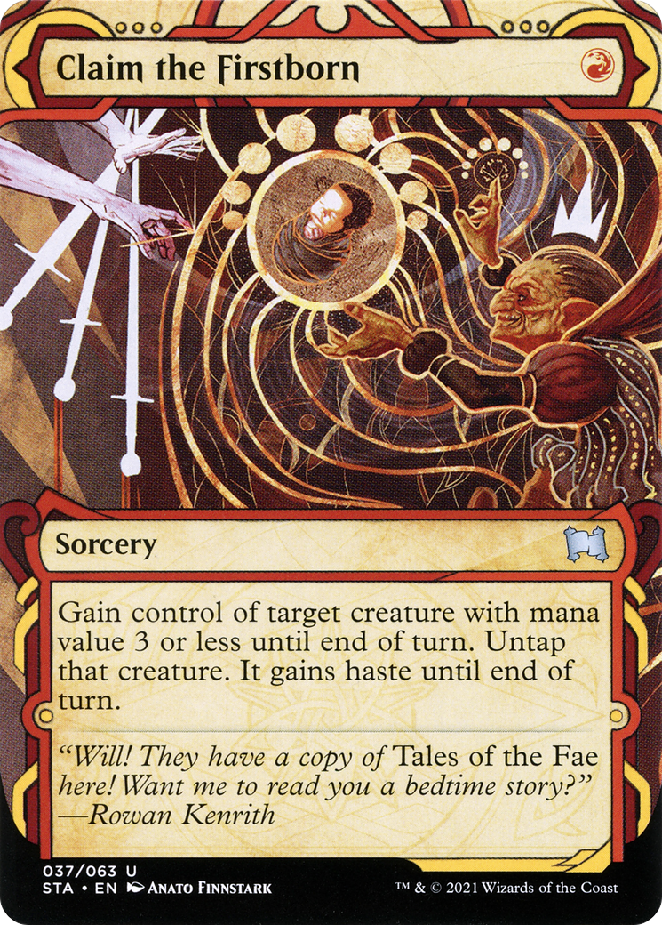 Claim the Firstborn (STA-037) - Strixhaven Mystical Archive: (Showcase) (Borderless) Foil