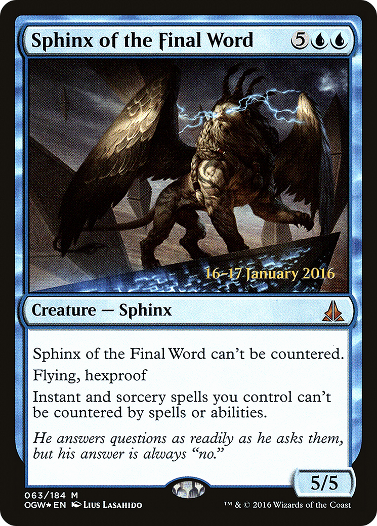 Sphinx of the Final Word (PRE-063) - Oath of the Gatewatch Promos Foil