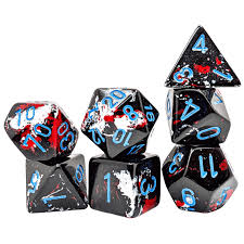 Chessex - Brush Dice 7 Die Set - Dark Side/Blue