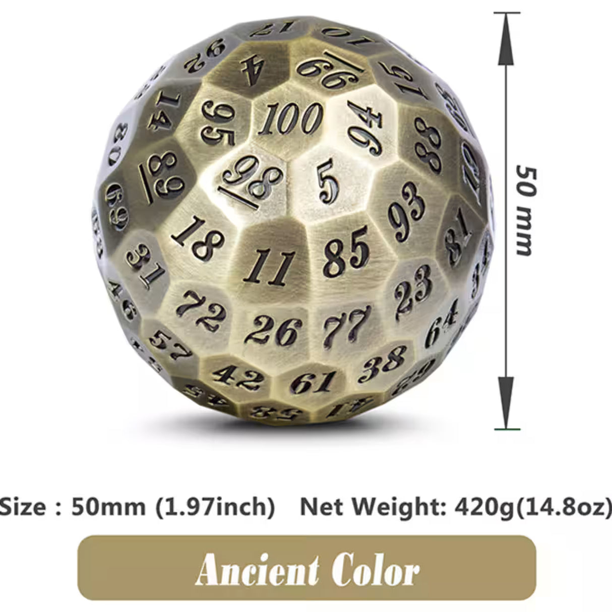 metal D100 Dice - Bronze