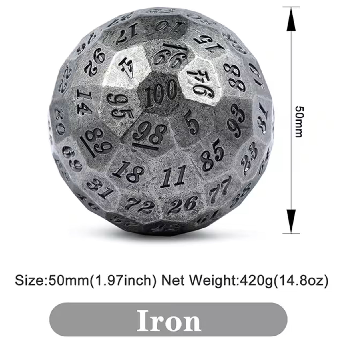 metal D100 Dice - IRON