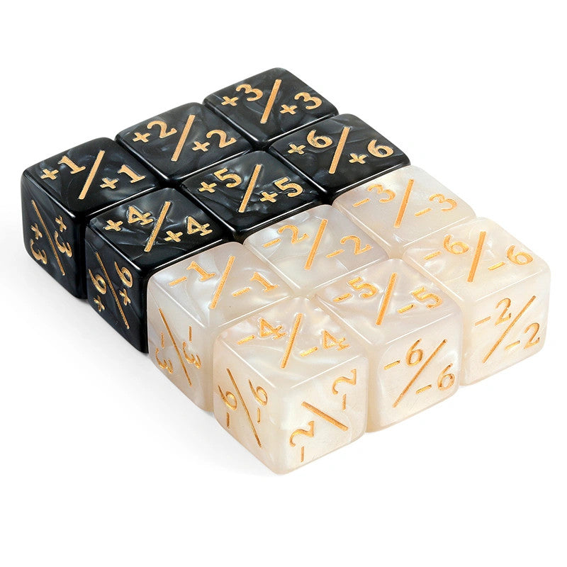 Positive/Negative Dice Counters Oynx/Marble (12pcs)