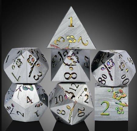 Dice Habit Solid Metal Poly Dice Set (7) – Sakura, Rainbow