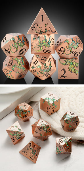 Dice Habit Metal & Enamel Dice Set (7pcs) (Dragon) [Druid]