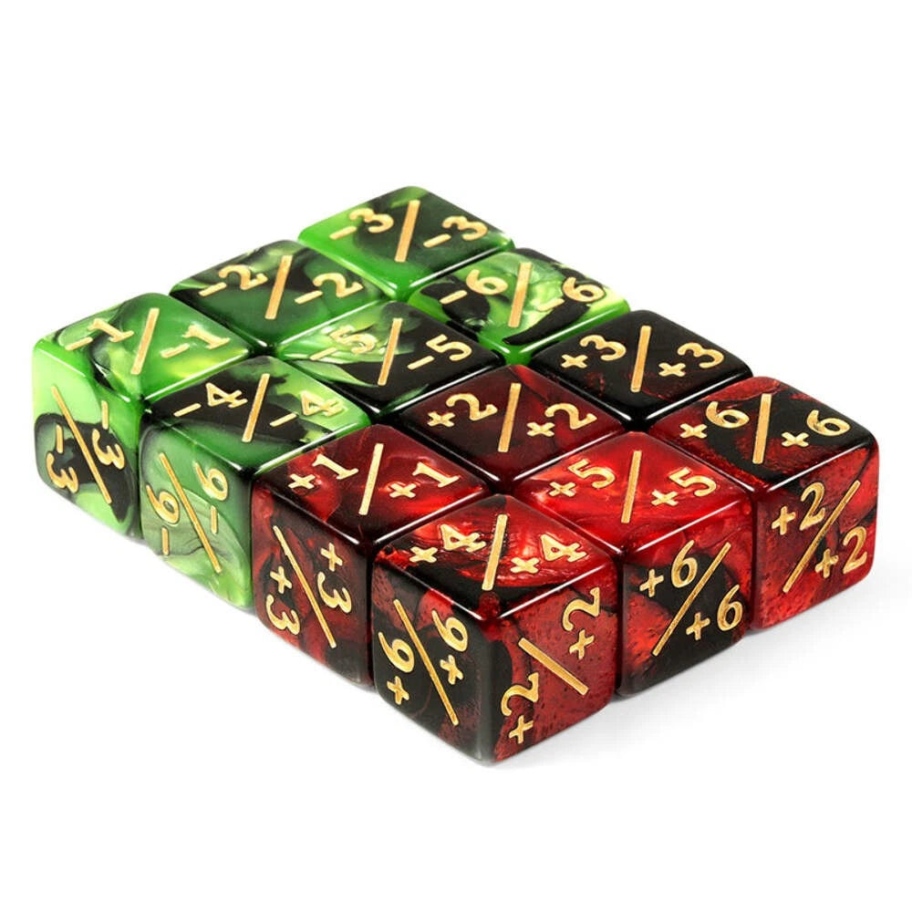 Positive/Negative Dice Counters [Red/Green] (12pcs) - Dice Habit