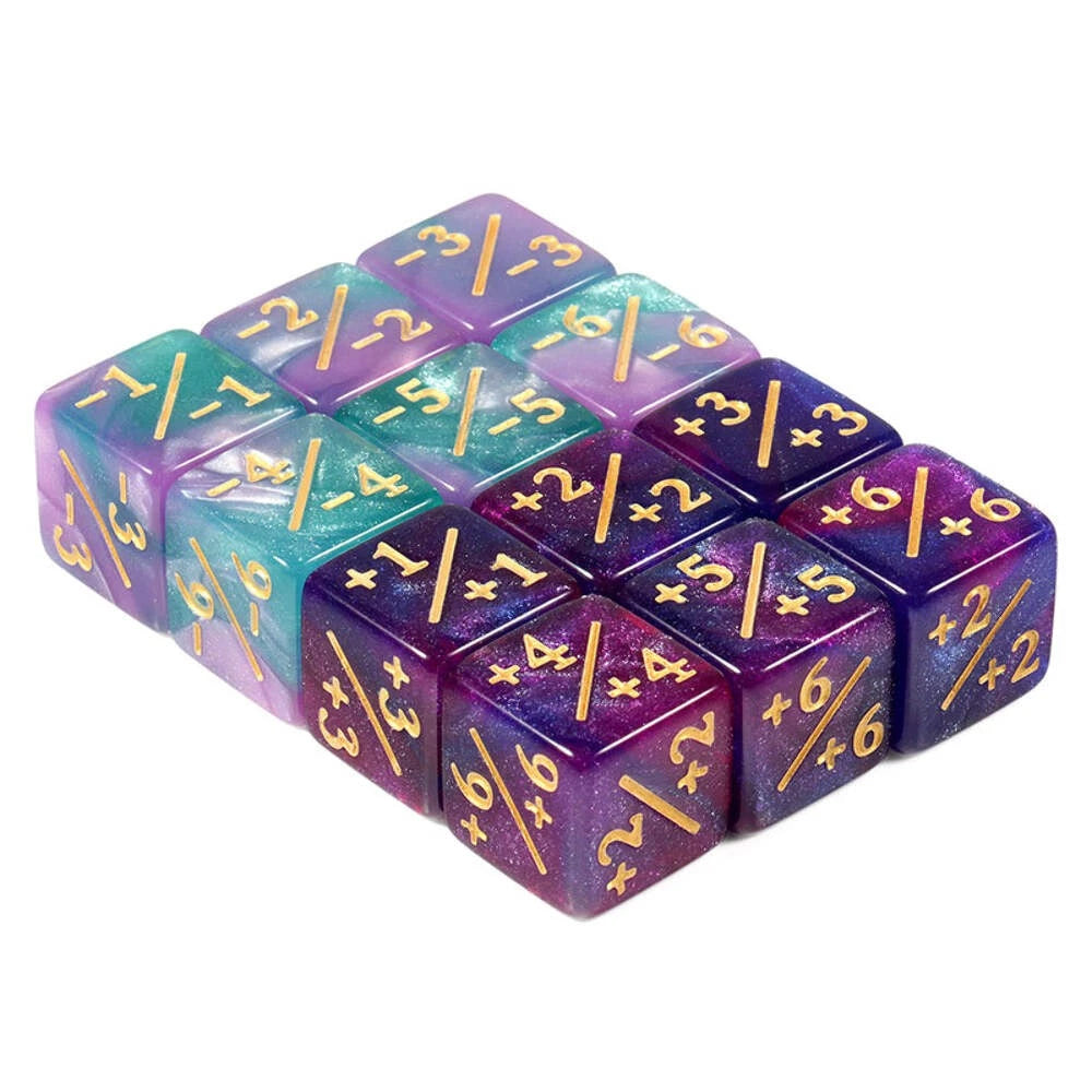 Positive/Negative Dice Counters [Cyan/Purple] (12pcs) - Dice Habit