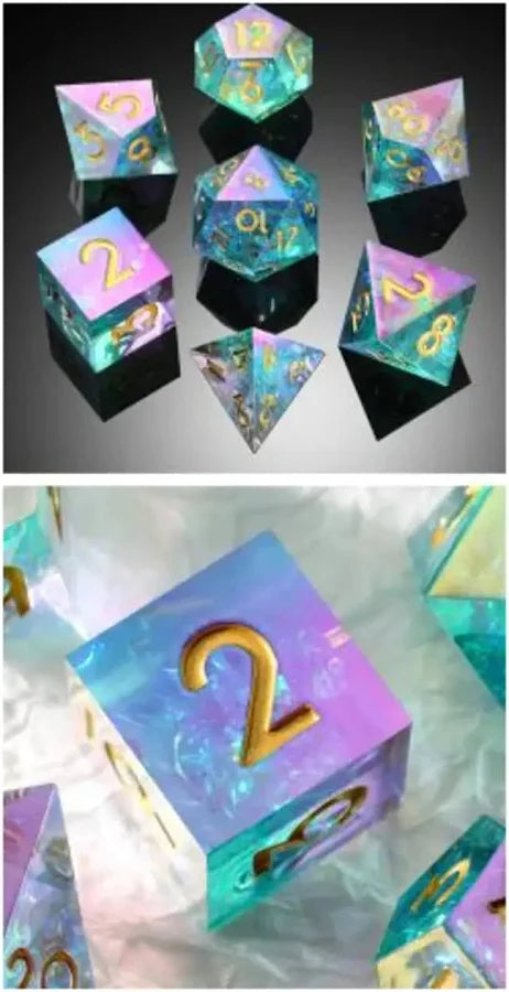 Sharp Edge Dice Set in Chromatic Opal (7-piece polyhedral set)