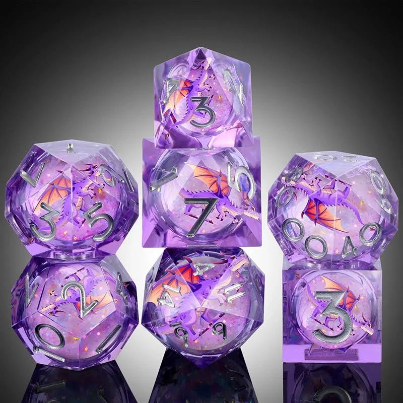 Dragon Luna Liquid Core Sharp Edge 7-Piece Dice Set
