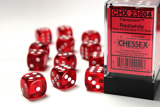 Translucent_16mm_d6_Red/white_Dice_Block™__12_dice_