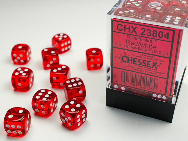 Translucent_12mm_d6_Red/white_Dice_Block™__36_dice_