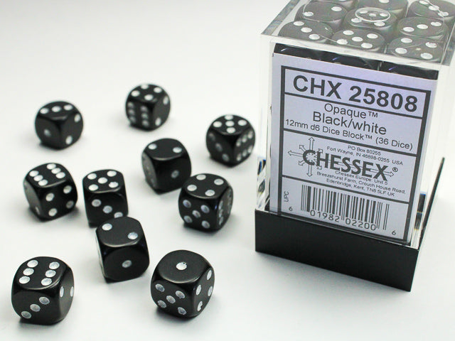 Opaque_12mm_d6_Black/white_Dice_Block™__36_dice_