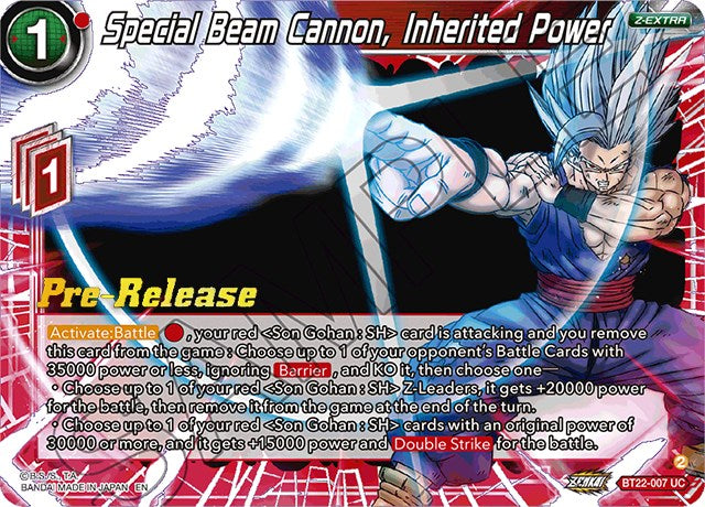 Special Beam Cannon, Inherited Power (BT22-007) [Critical Blow Prerele –  Larry's Game Store