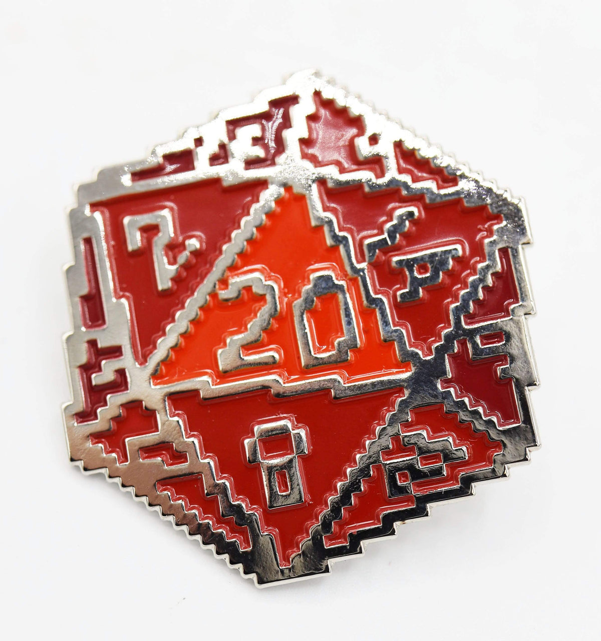 Red 8 Bit D20 Enamel Pin