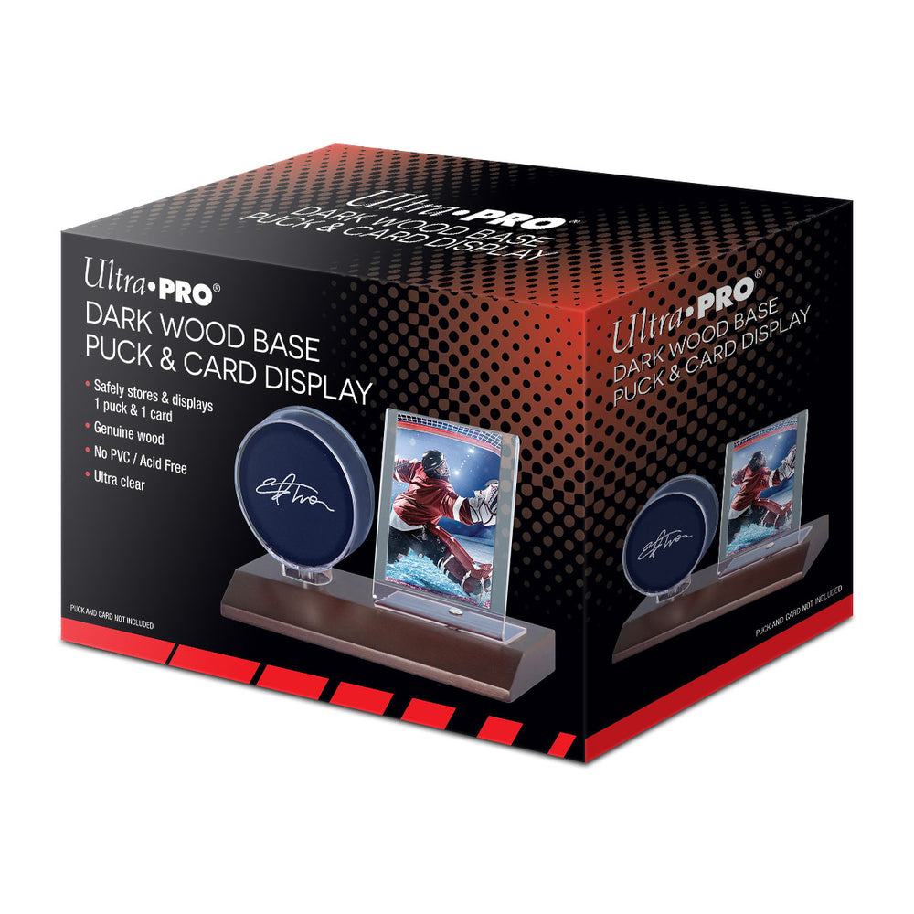 Ultra PRO: Display - Hockey Puck & Card Wood Base (Dark Wood Brown)