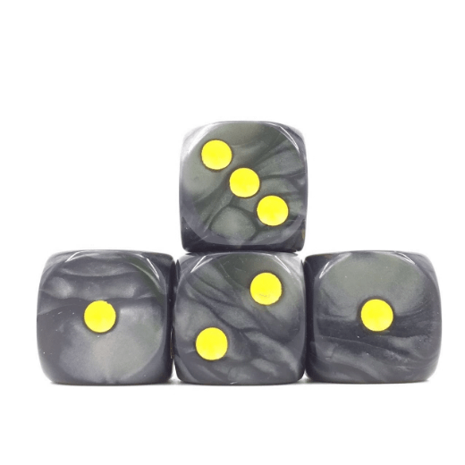 Black Pearl with Yellow Pips - 12 piece D6 set