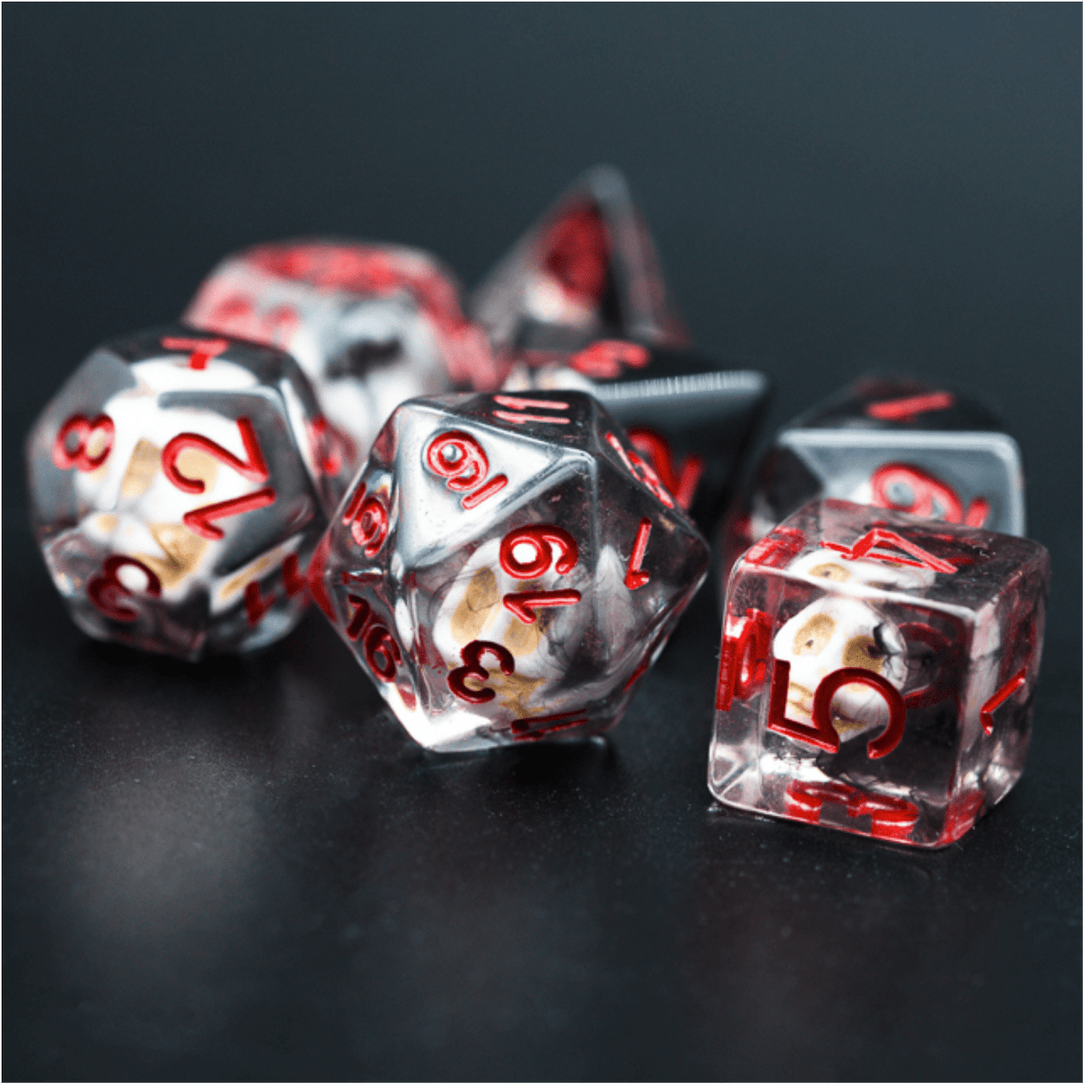 Black Smoke Skull RPG Dice Set