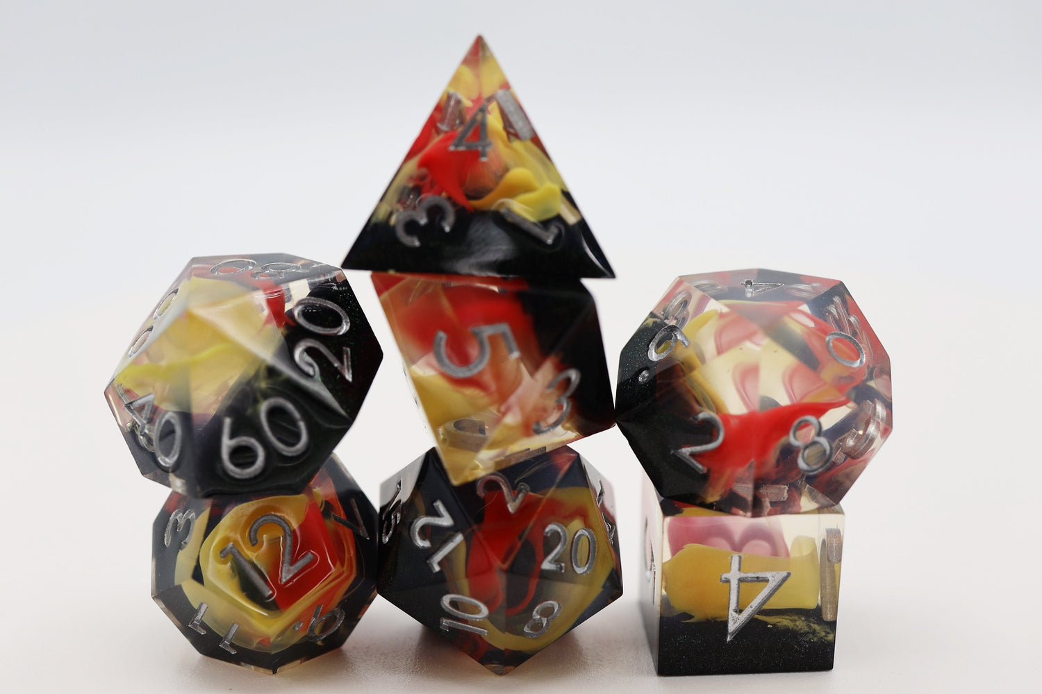 Coral Snake Sharp Edge Resin RPG Dice Set