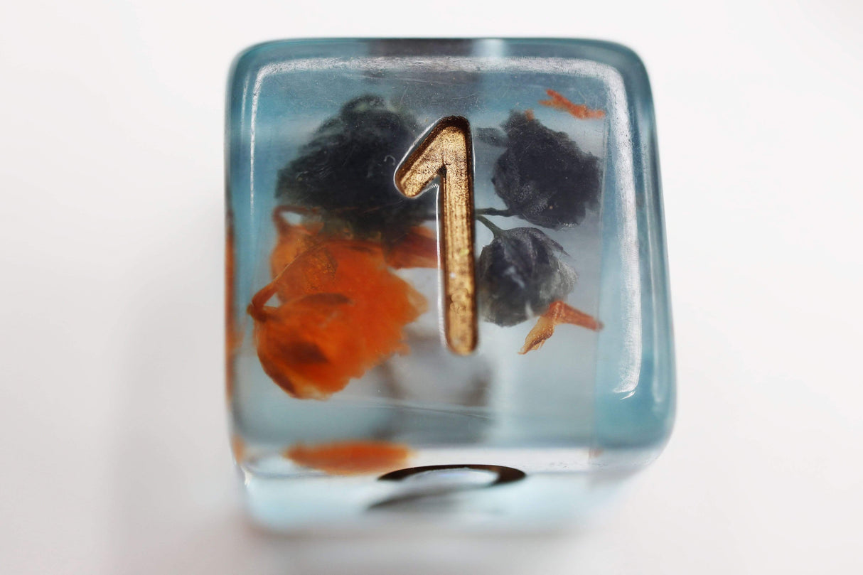 *discontinued* Orange & Grey Flower RPG Dice Set