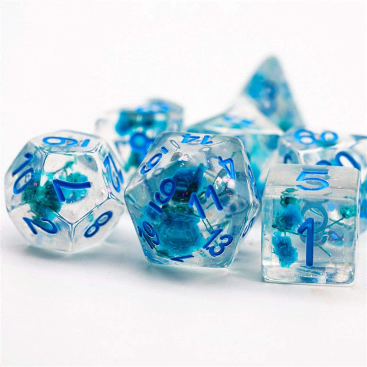 Blue Flowers RPG Dice Set