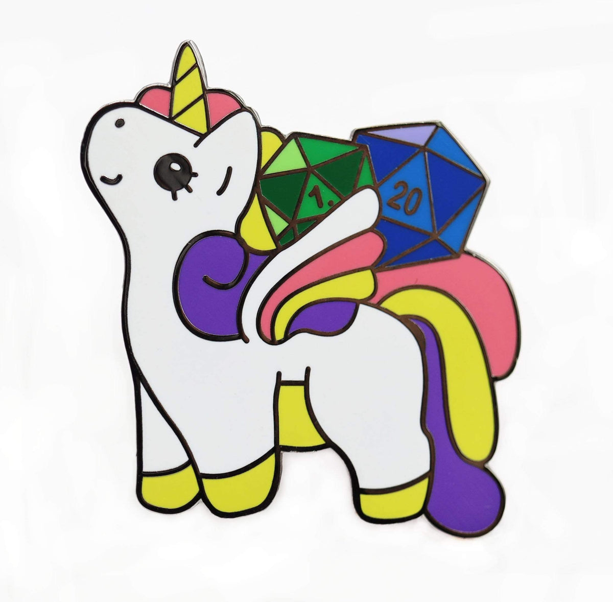Sparkles the Adorable Dice Unicorn Enamel Pin