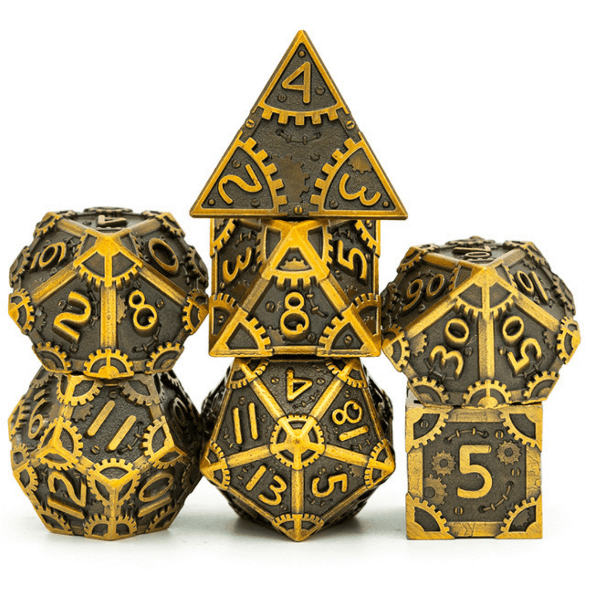 SteamPunk Antique Gold RPG Metal Dice Set