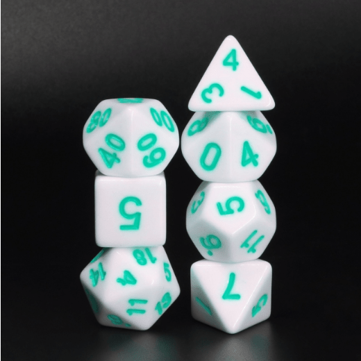 *discontinued* White Void with Teal RPG Dice Set