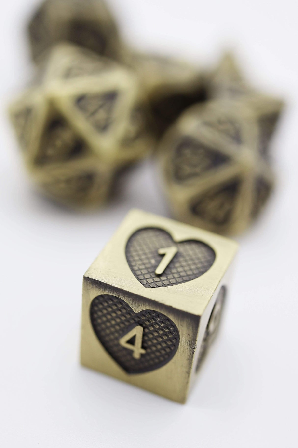 Bronze Hearts Metal RPG Dice Set