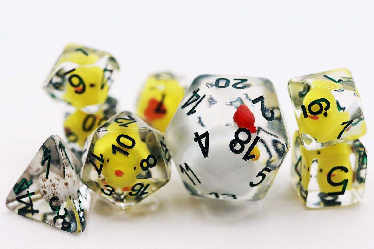 Chicken Farm 8 Piece RPG Dice Set with HUGE D20