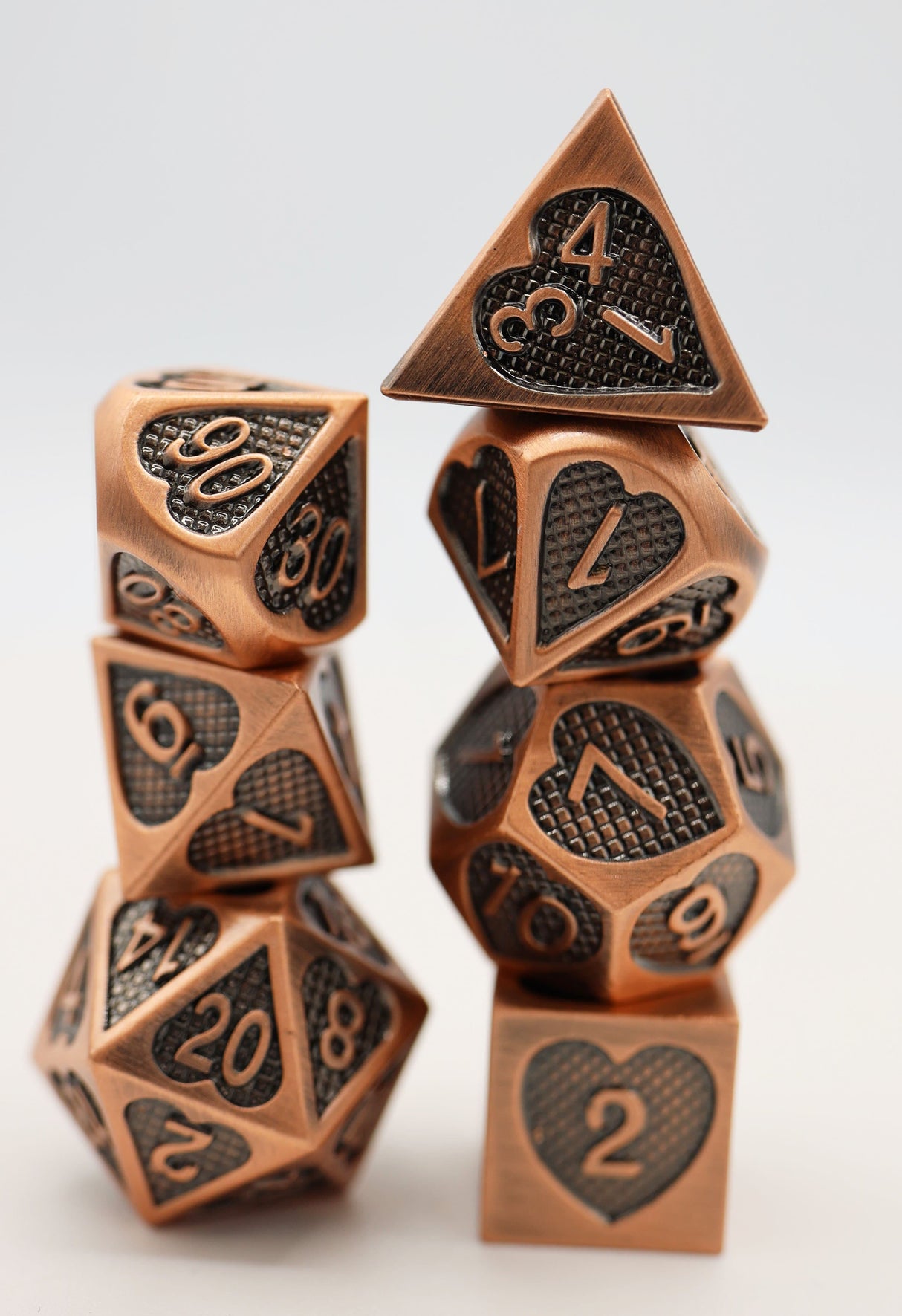 Copper Hearts Metal RPG Dice Set